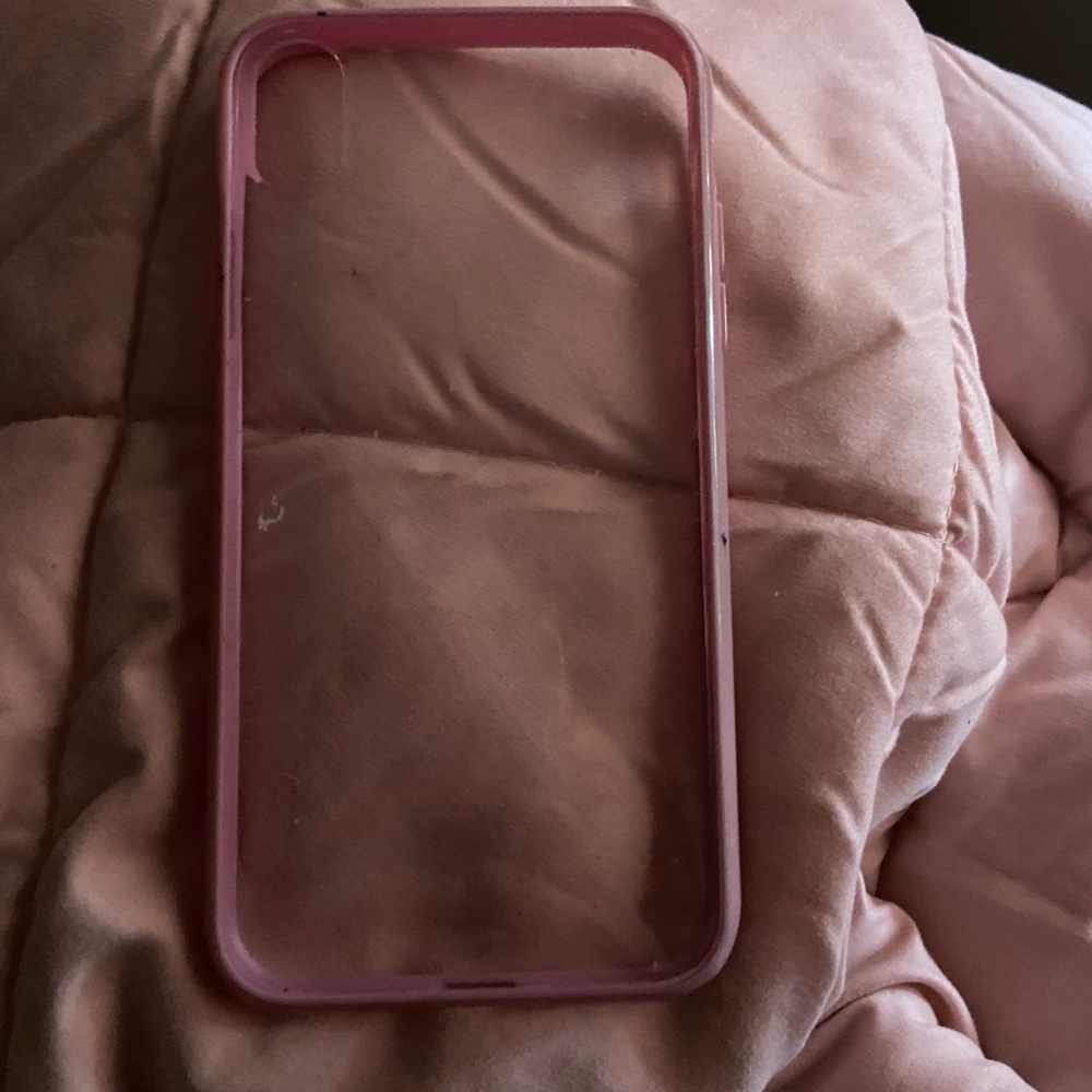 iPhone XR phone case , clear and pink rims